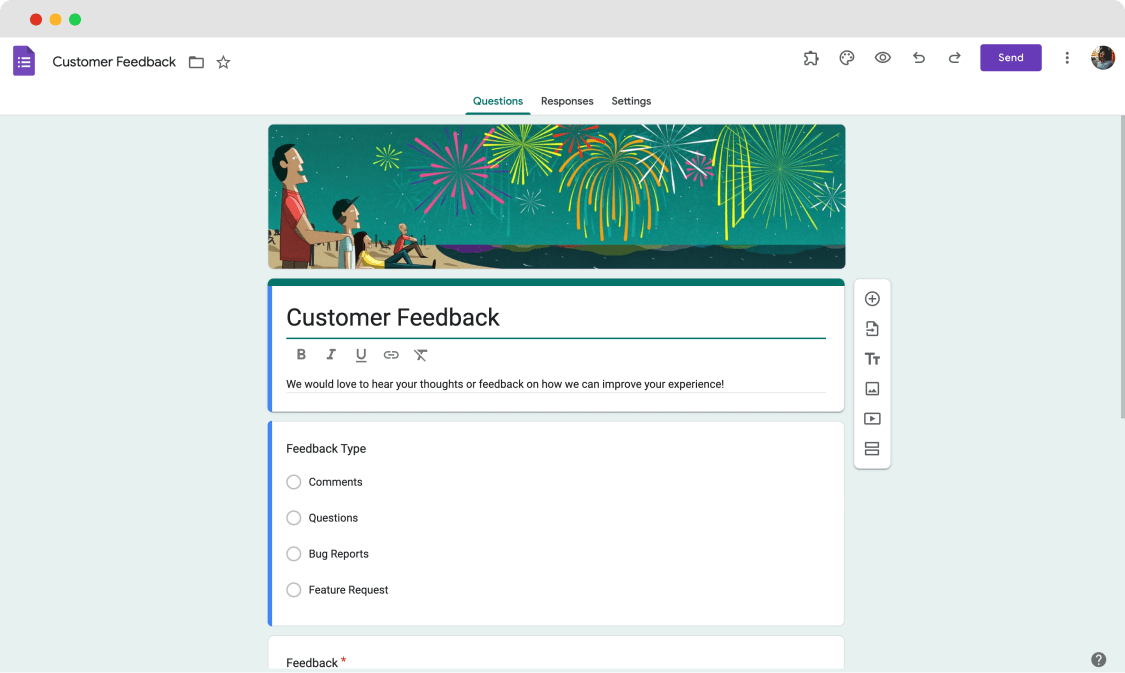 Google Forms - Customer feedback template