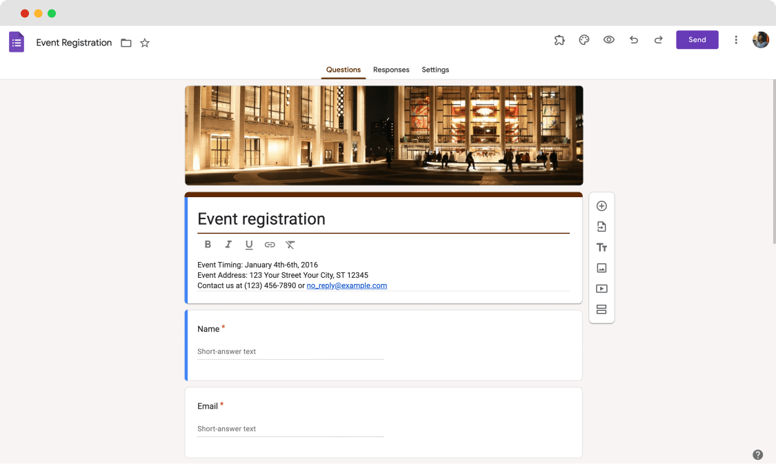 Google Forms - Event registration template