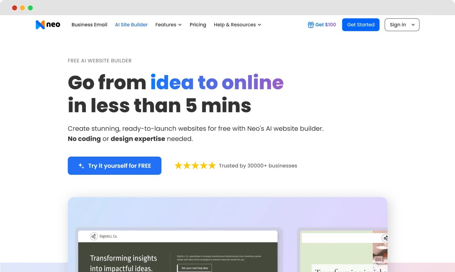 Homepage of Neo