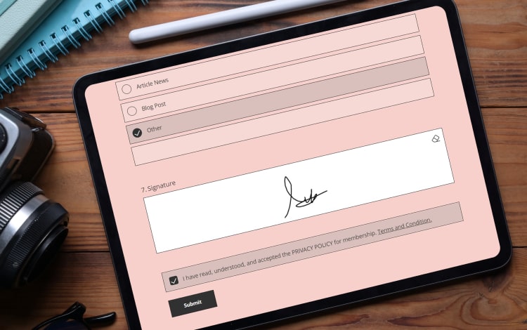 An online form for getting signatures