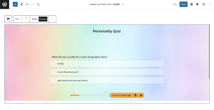 Previewing a Quiz