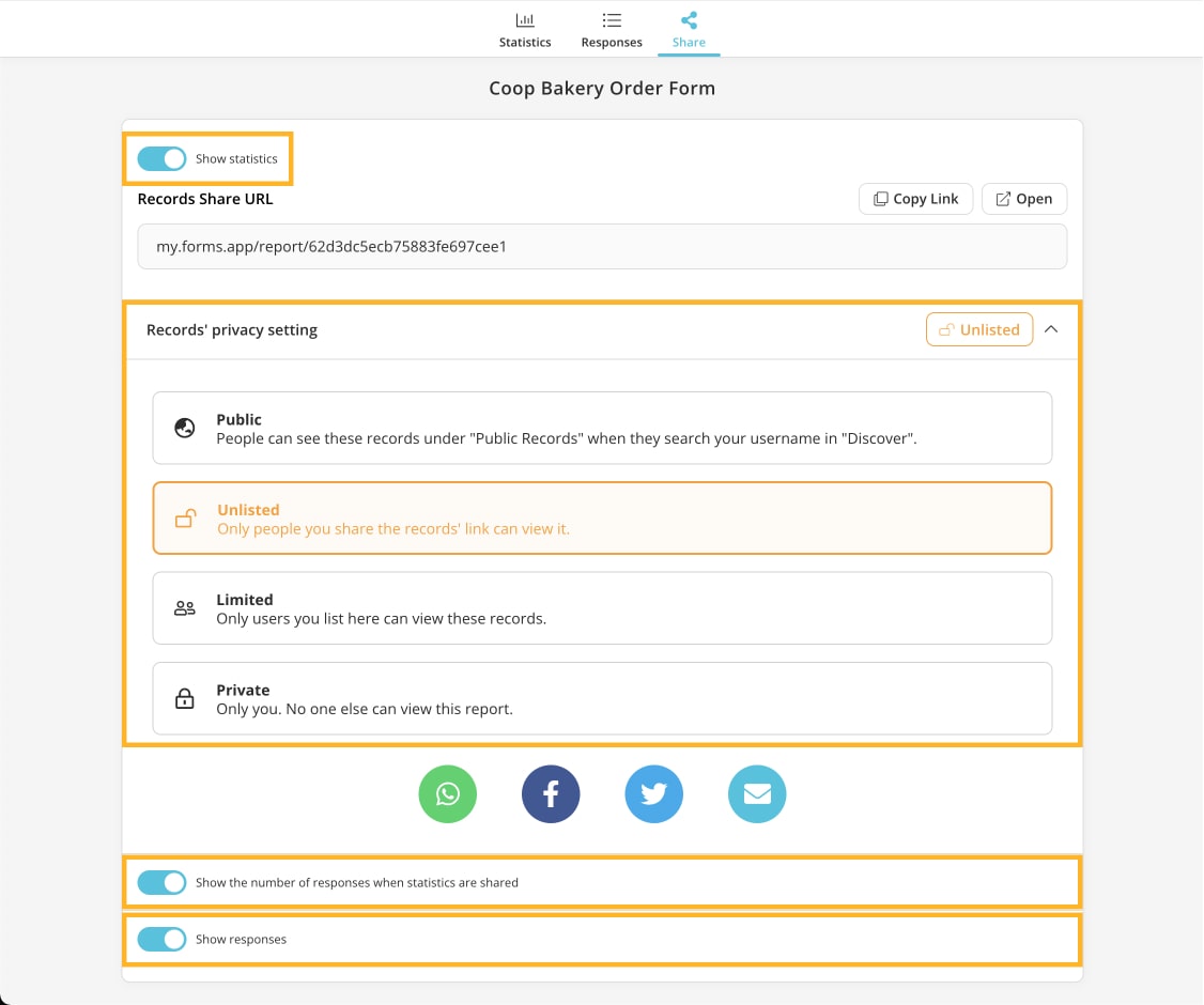 How to share form records | Help Center - forms.app