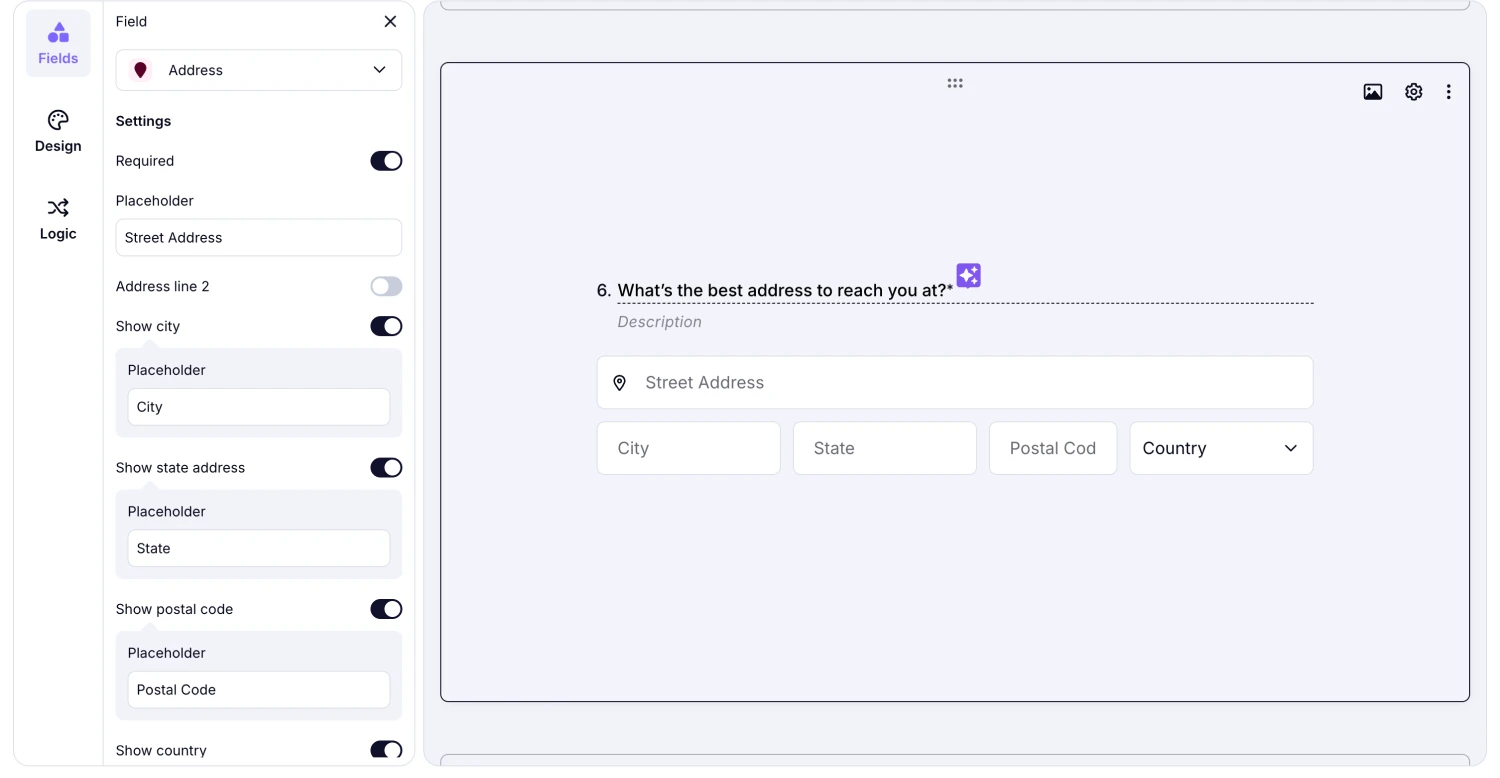 An image showing an example of the “Address field” in the form