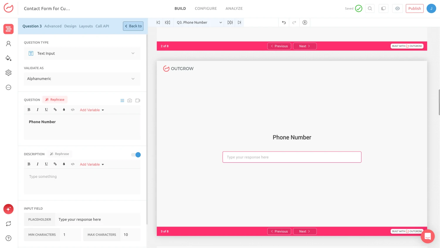 Workspace of Outgrow