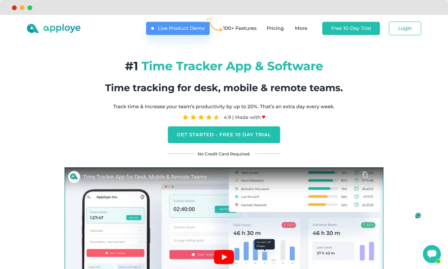 The homepage of Apploye