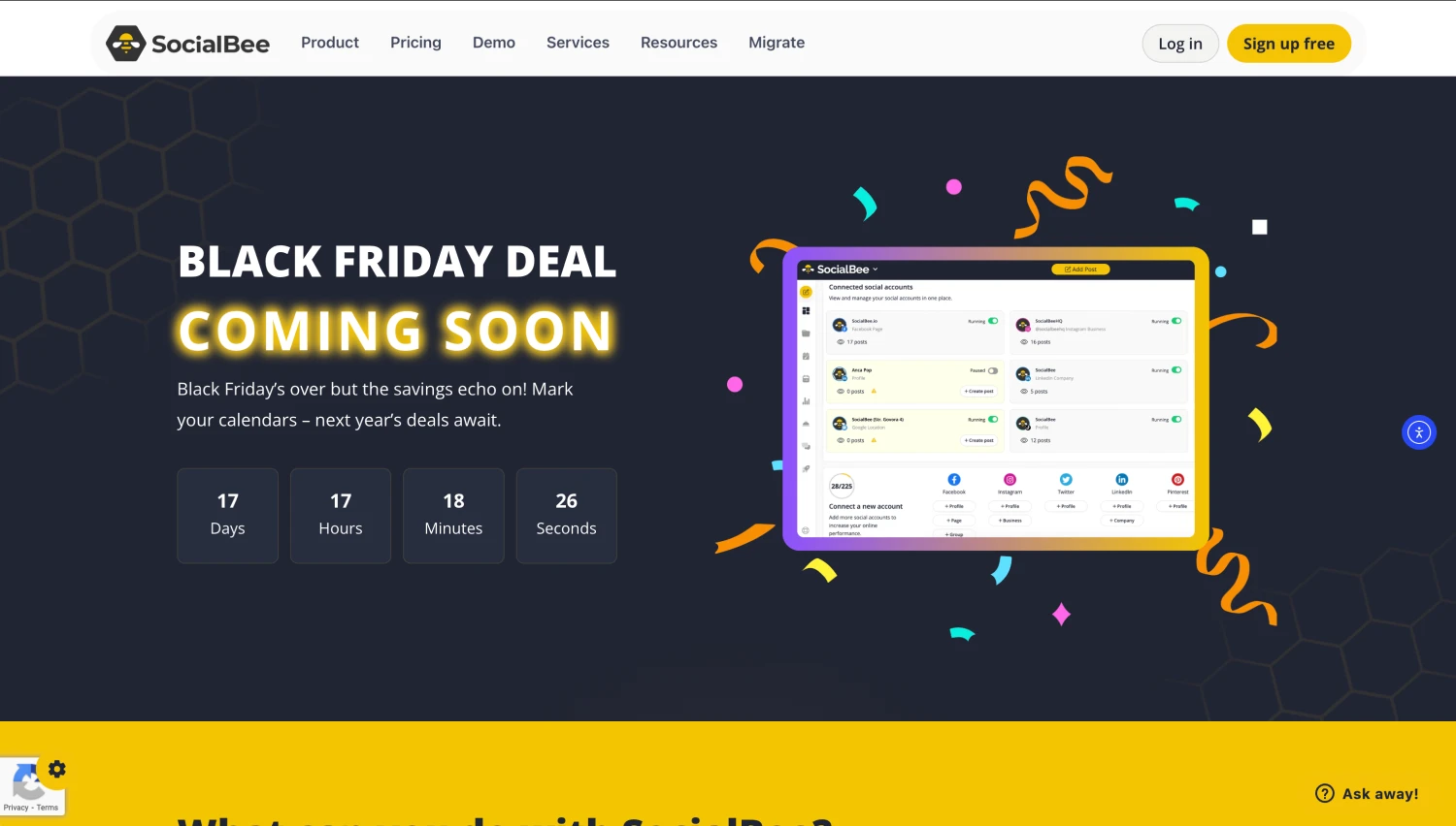 Discount page of SocialBee