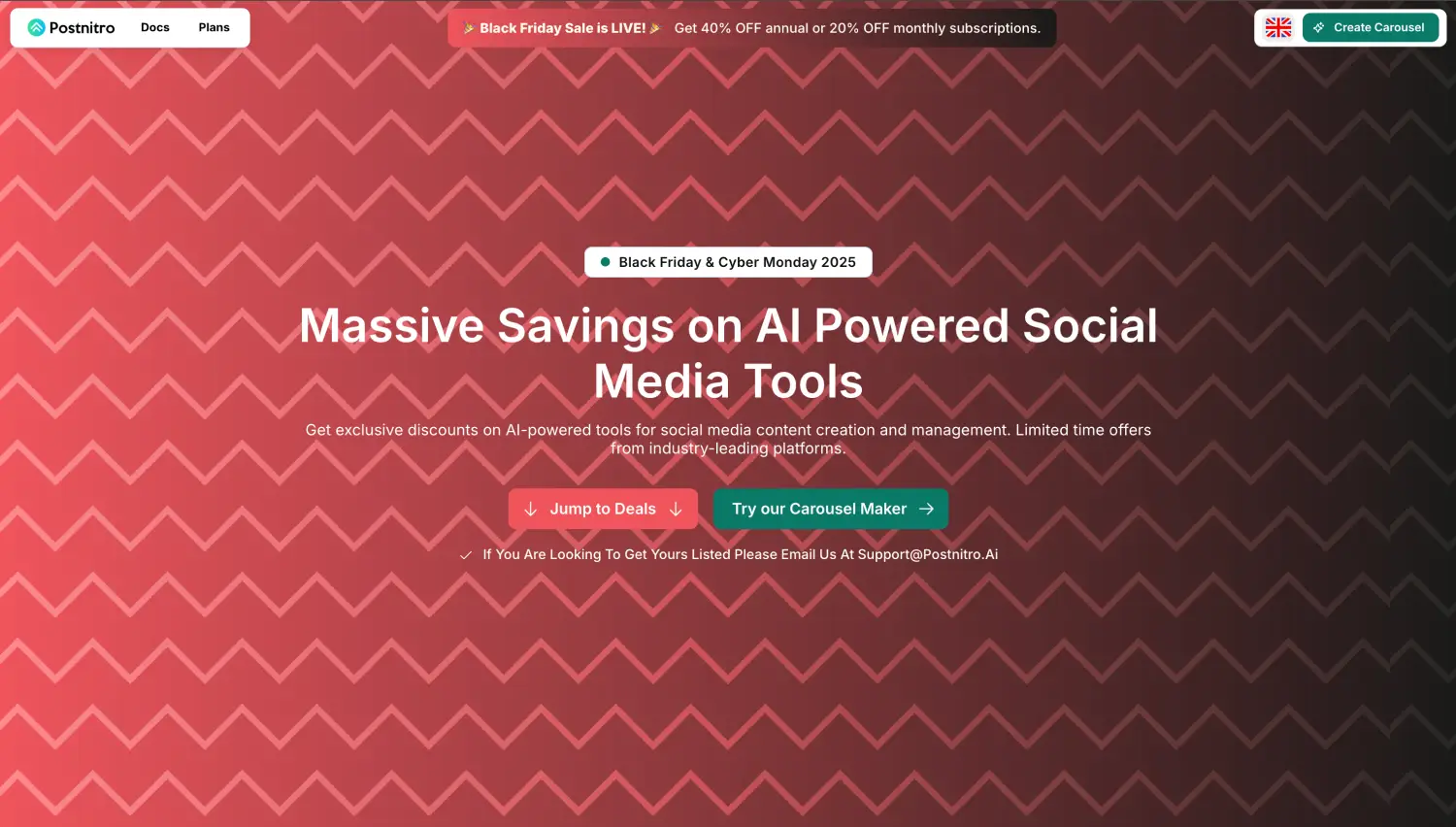Discount page of PostNitro