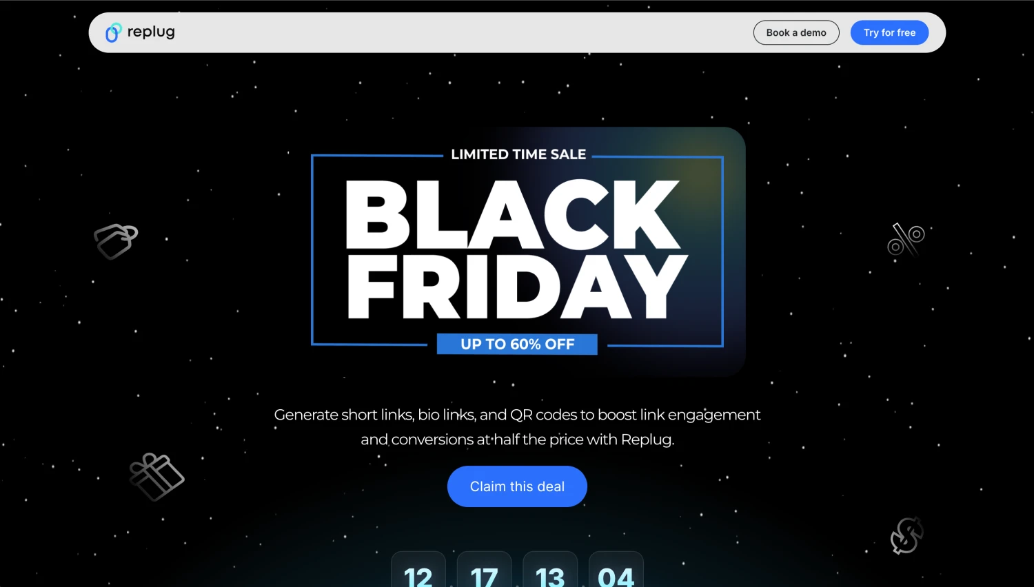 Discount page of Replug.io