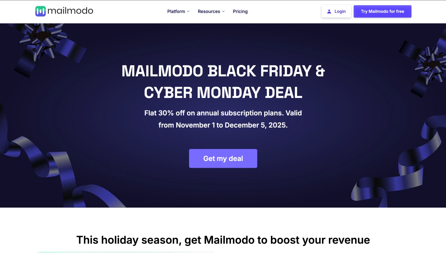 Discount page of Mailmodo