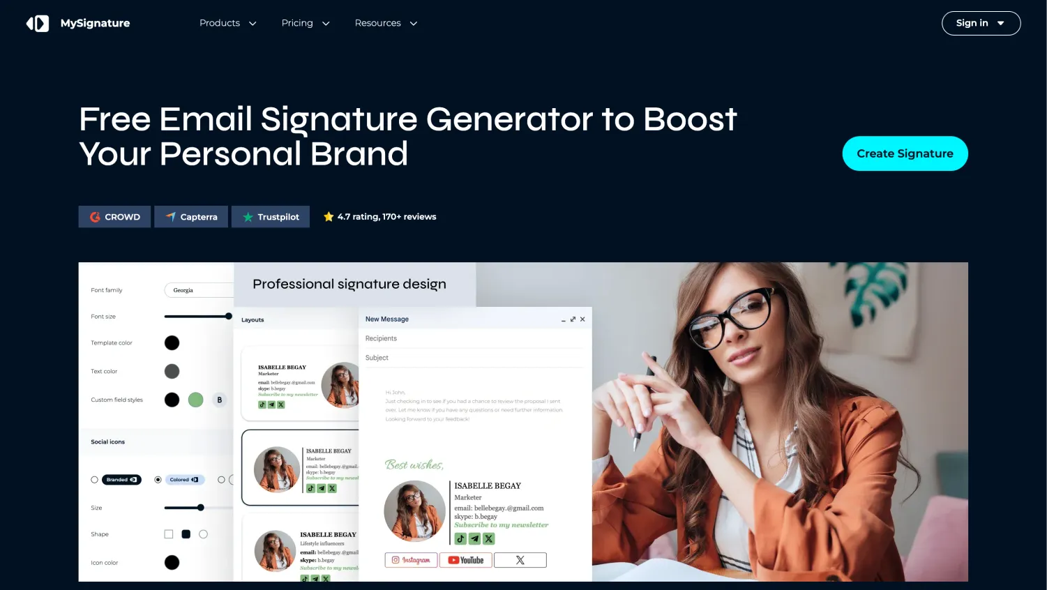 Homepage of MySignature