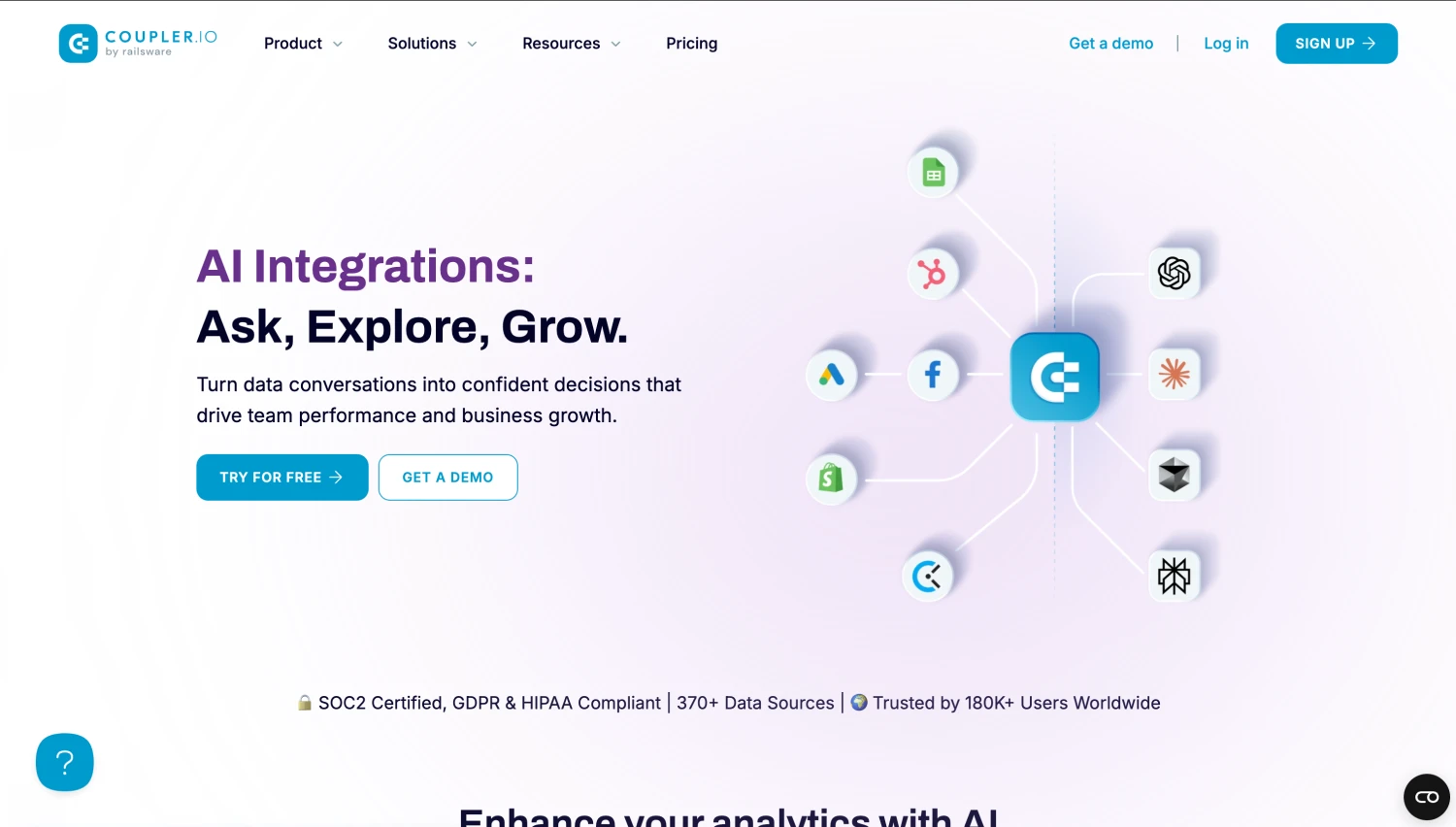 Homepage of Coupler.io