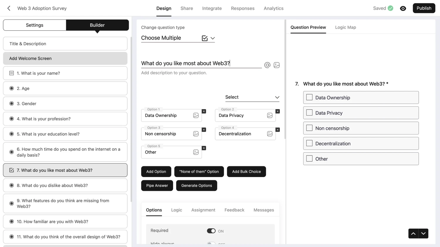 Workspace of BlockSurvey (Source: BlockSurvey)