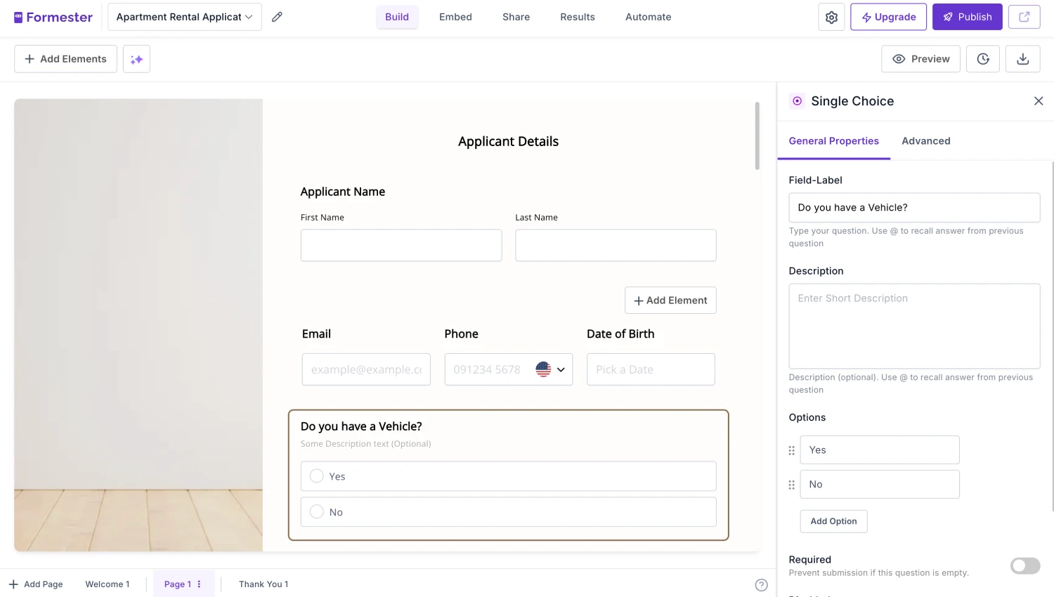 Workspace of Formester