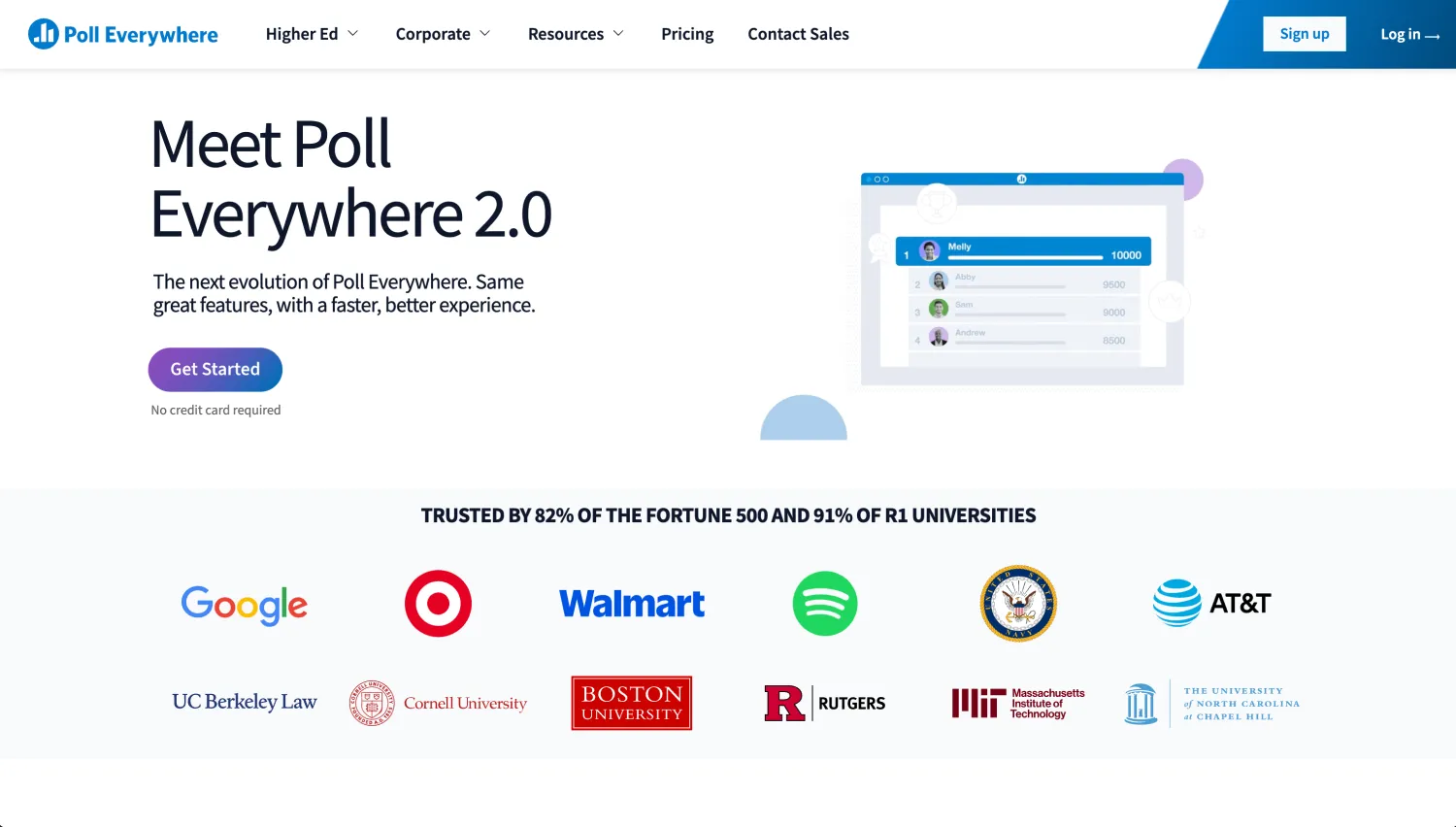 Homepage of Poll Everywhere