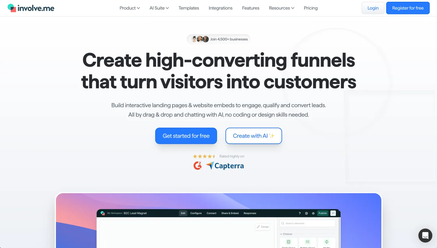 Homepage of Involve.me