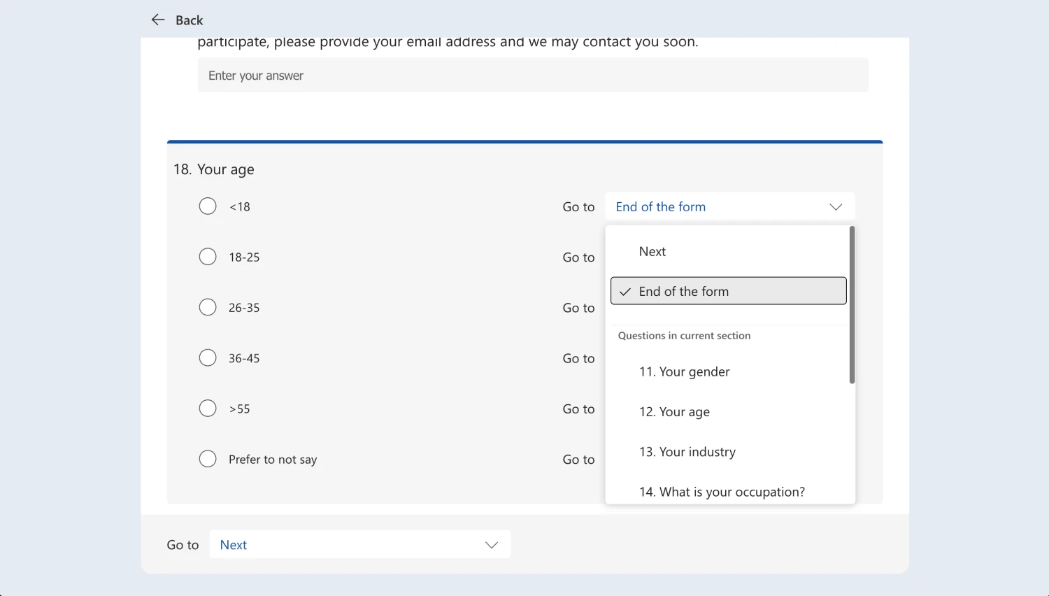Customize branching details