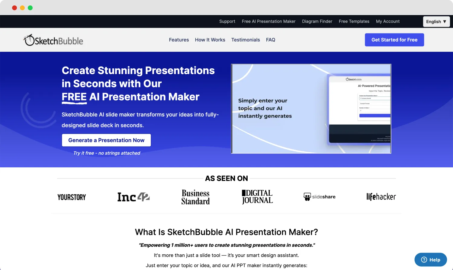 The homepage of SketchBubble AI