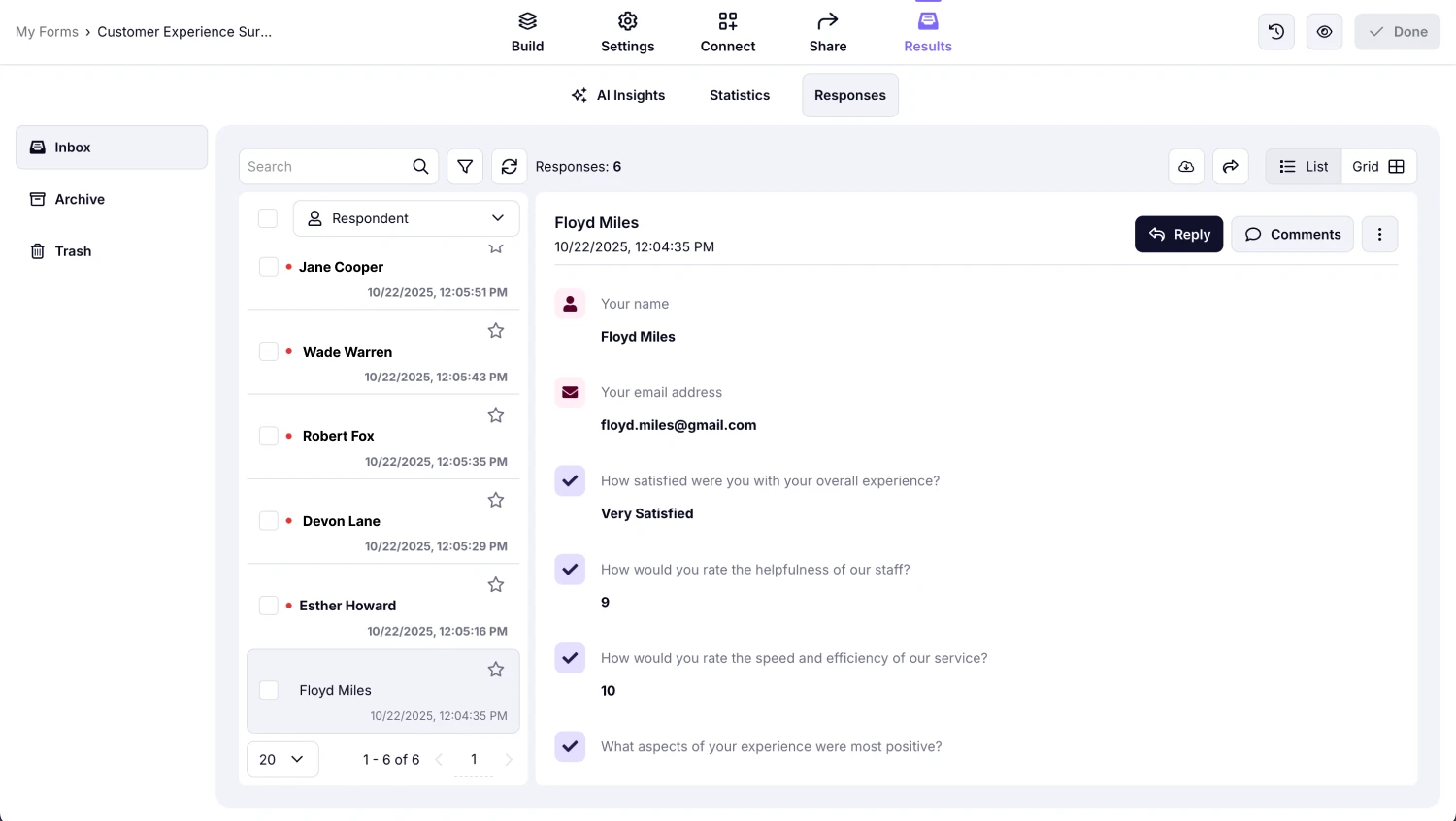 Analyze the survey results