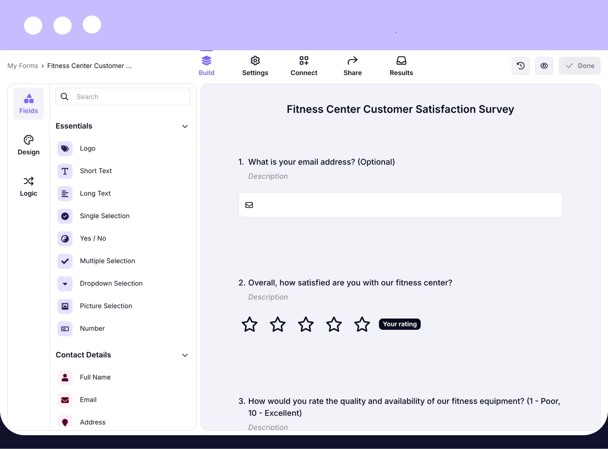 Add questions to your survey