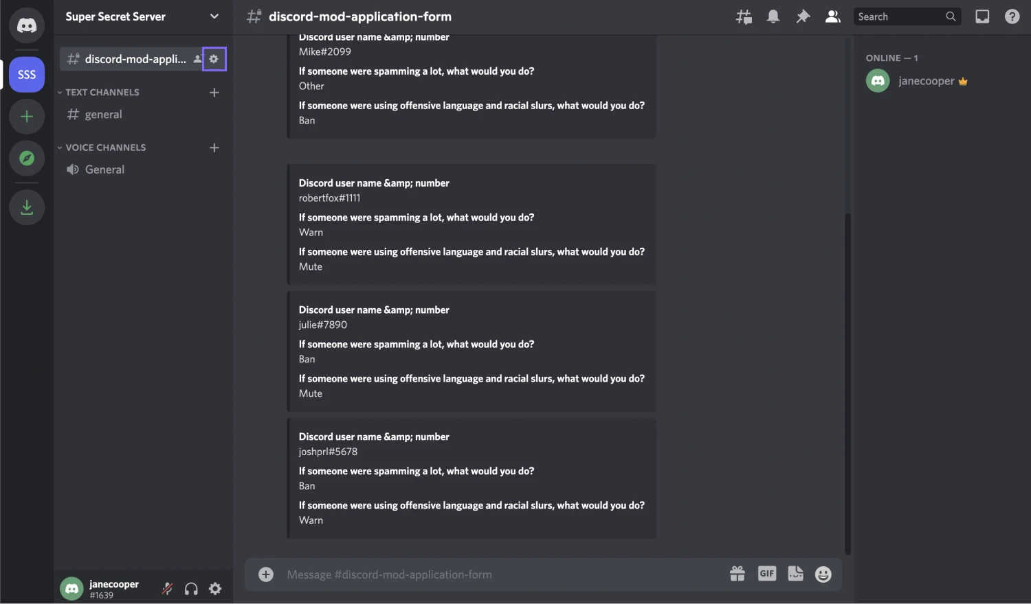 An image showing the “Discord” platform’s screen where you need to click the “Gear” icon on your channel