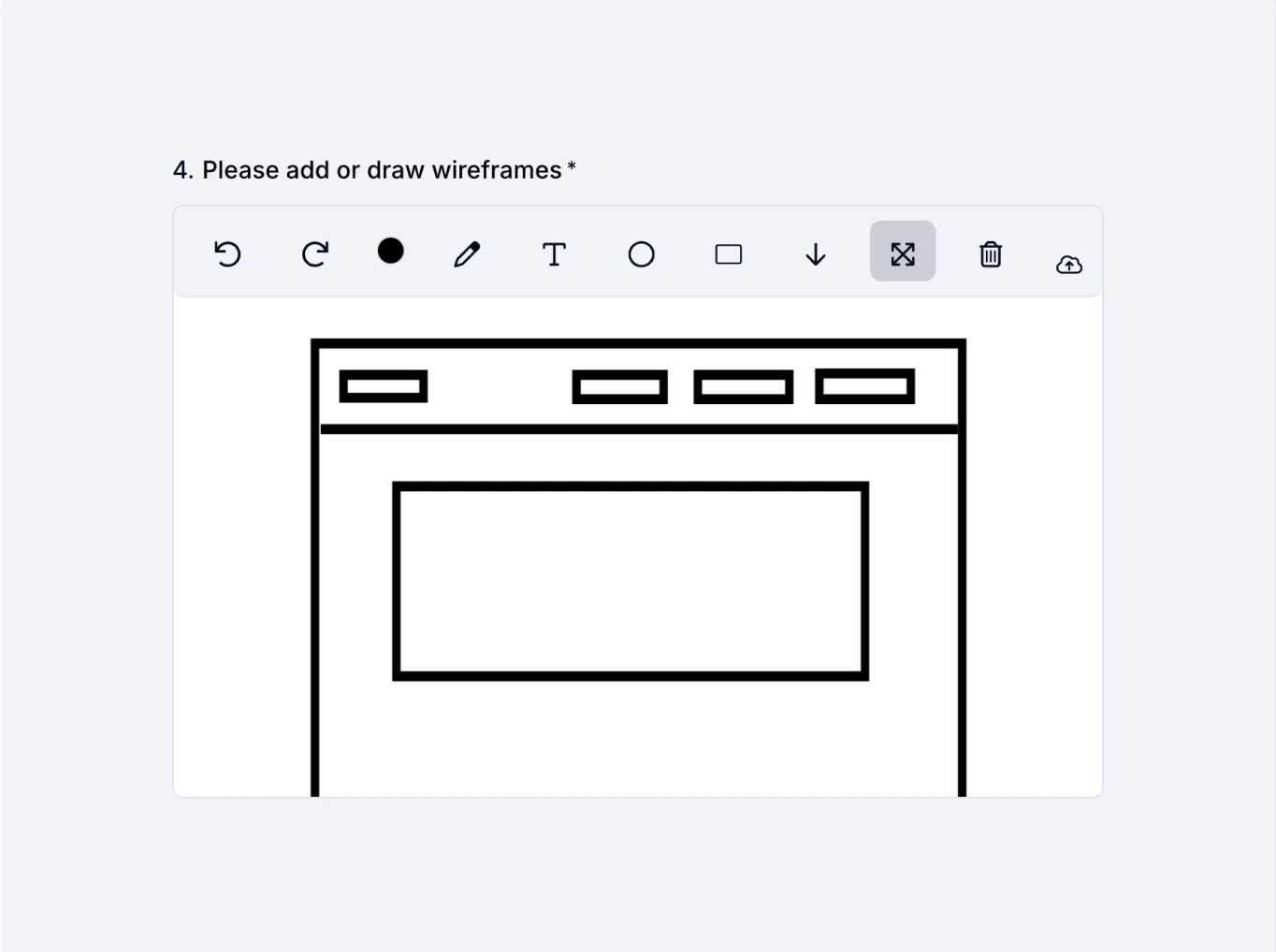 An image showing an example of the filled “Drawing” field