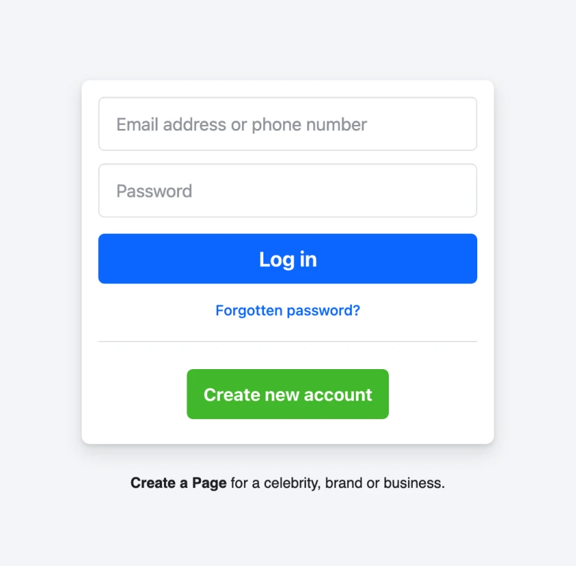 An image showing the “Facebook” login pop-up, which allows you to access your account by signing in