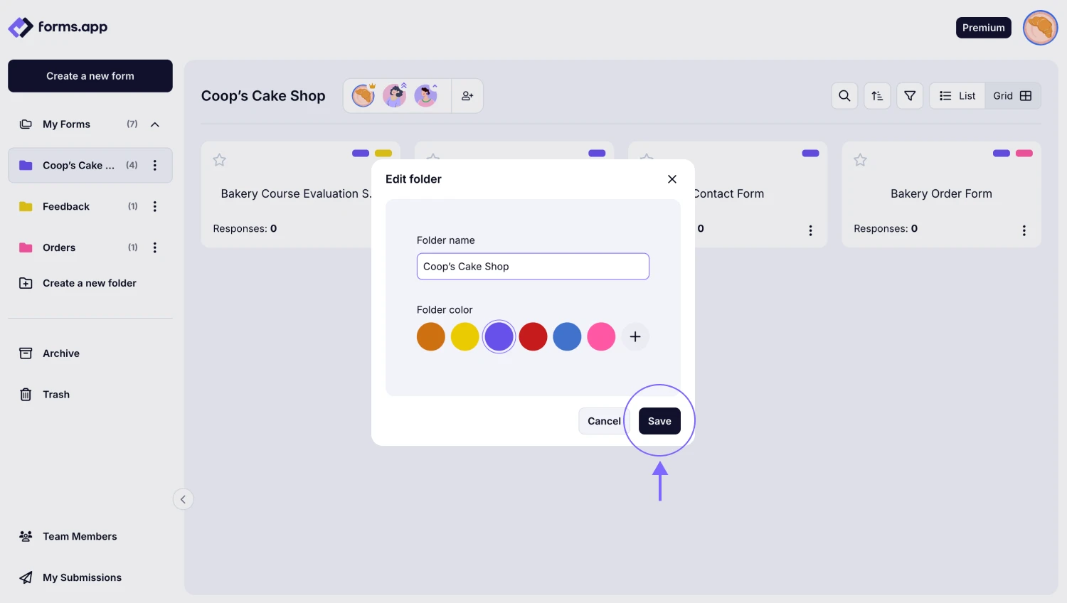 An image showing where you need to enter the new folder name and the “Save” button, which you need to click once you are done
