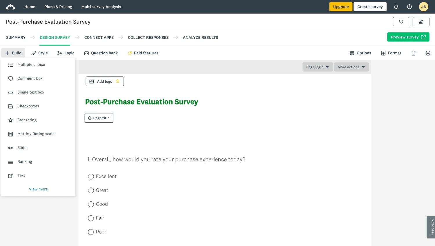 Workspace of SurveyMonkey