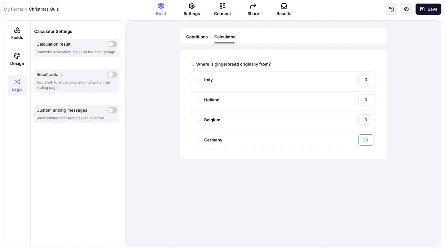 Add points to the correct answers
