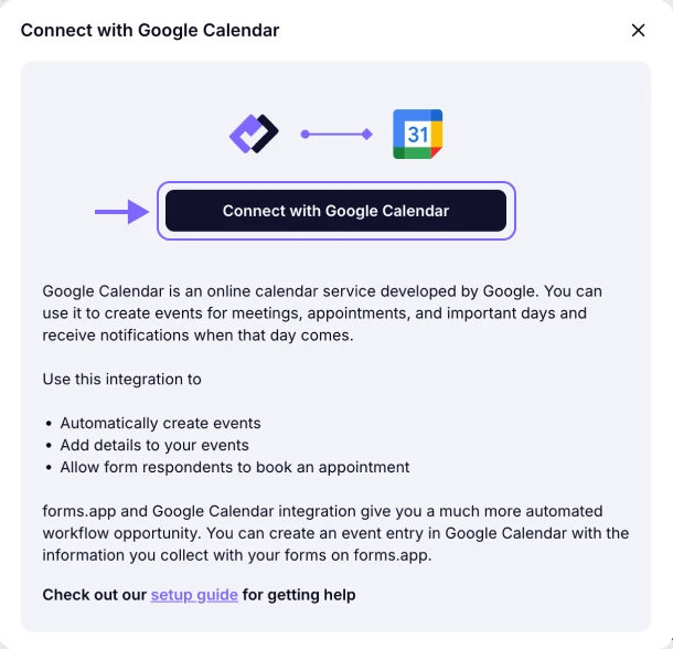 An image showing the pop-up appearing where you can start the connection by first logging in to your Google account