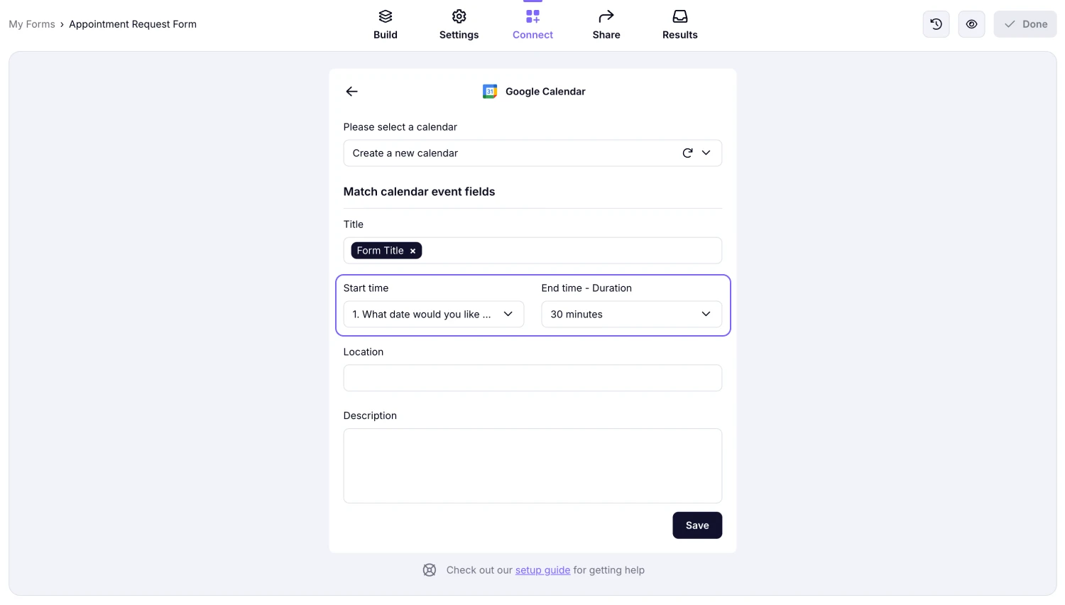 An image showing the area where you need to match your “Date field” and select a duration time