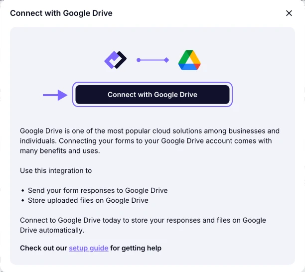 An image showing the pop-up appearing where you can start the connection by first logging in to your Google account