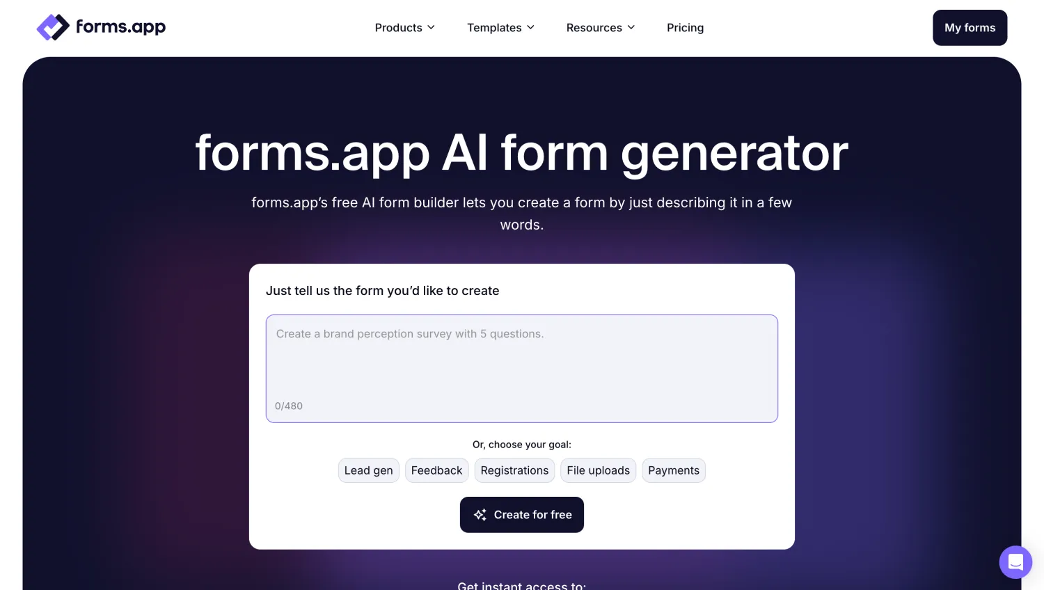 Use AI to create forms