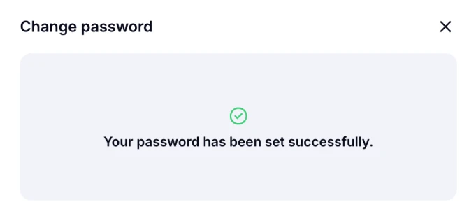 An image showing the success message after changing the password.