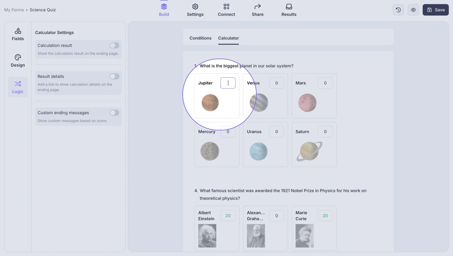 An image showing the area next to the option where you need to click to start adding scores