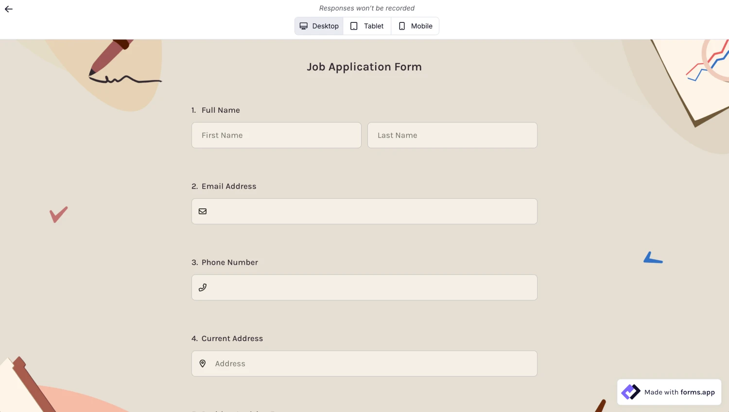 Test your application form