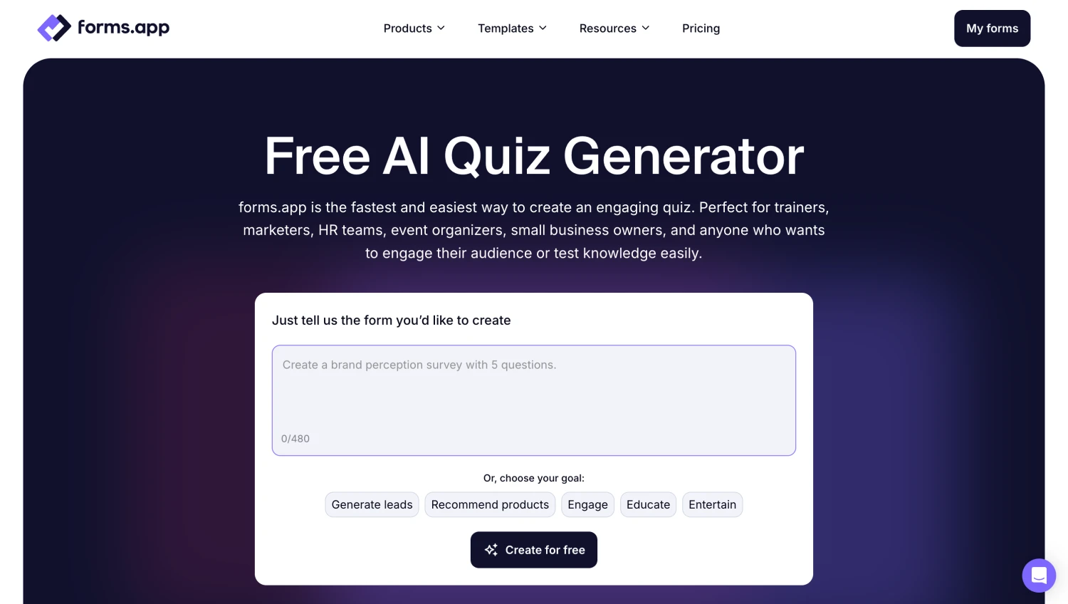 Use the free quiz maker tool