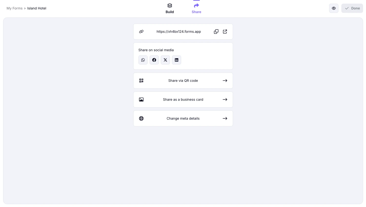 An image showing the sharing options you have when you access the “Share” tab