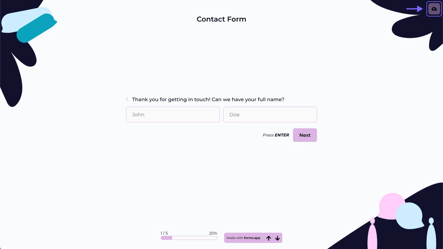 An image showing the Save icon that will appear once you enable the “Allow respondents to save their responses as drafts” option