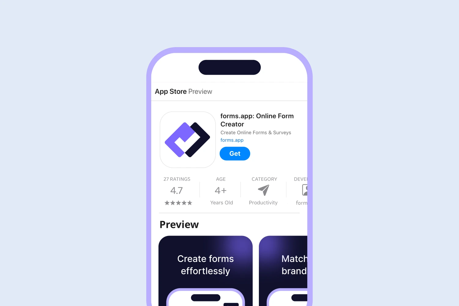Download forms.app to your IOS device