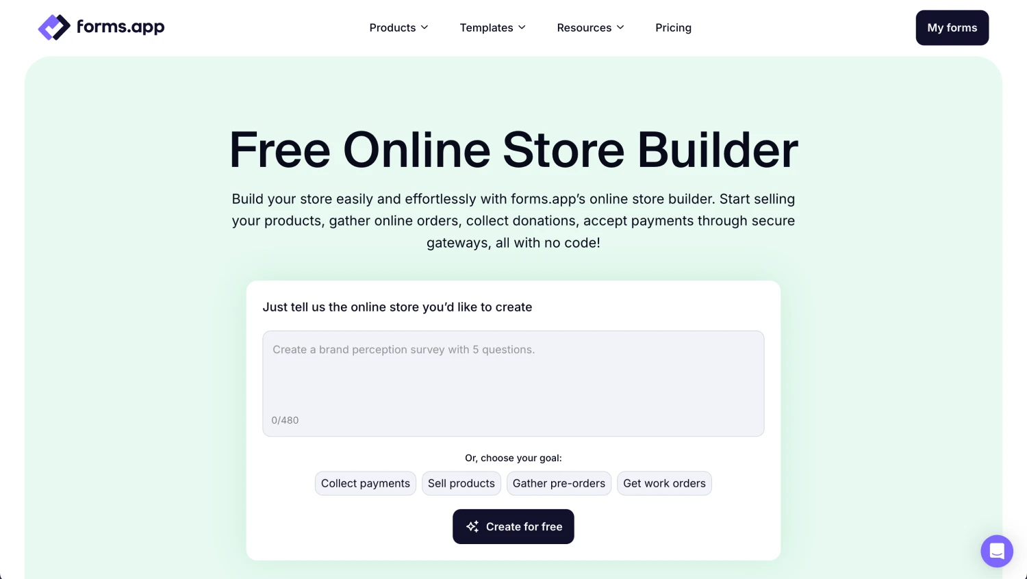 Open your online store with forms.app