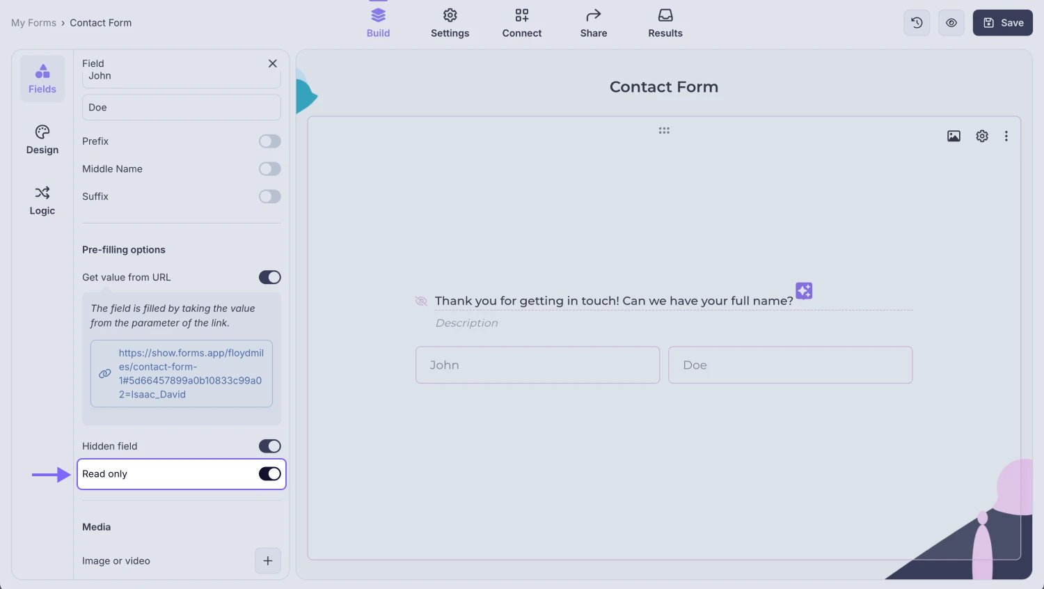 An image showing&nbsp; the “read-only” setting, which you need to enable if you don’t want your respondents to change this answer
