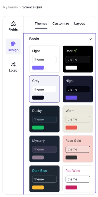 An image showing how to access the “Themes” tab from the “Design” section