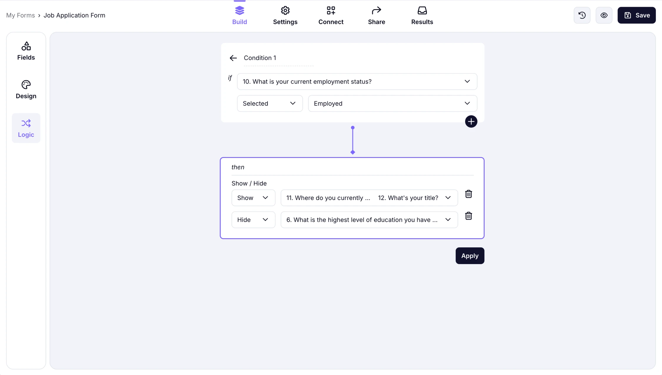 An image showing that you can add as many fields as needed to the rule you set by pressing the “Plus” button