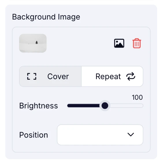 An image showing the settings area from the left menu where you can adjust your background picture