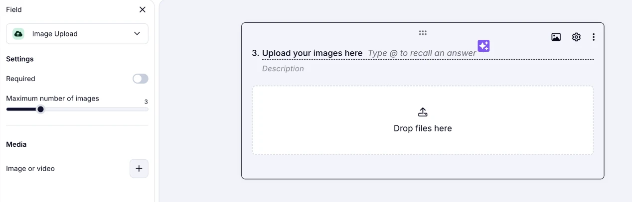 An image showing the field settings you can adjust by accessing the “Image Upload” field settings section