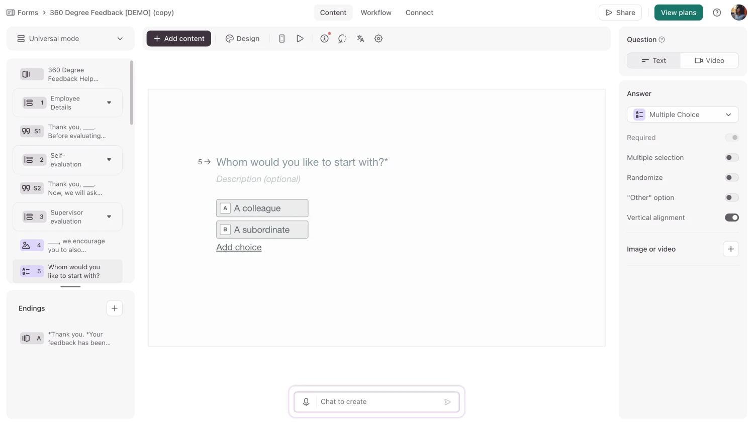 Workspace of Typeform