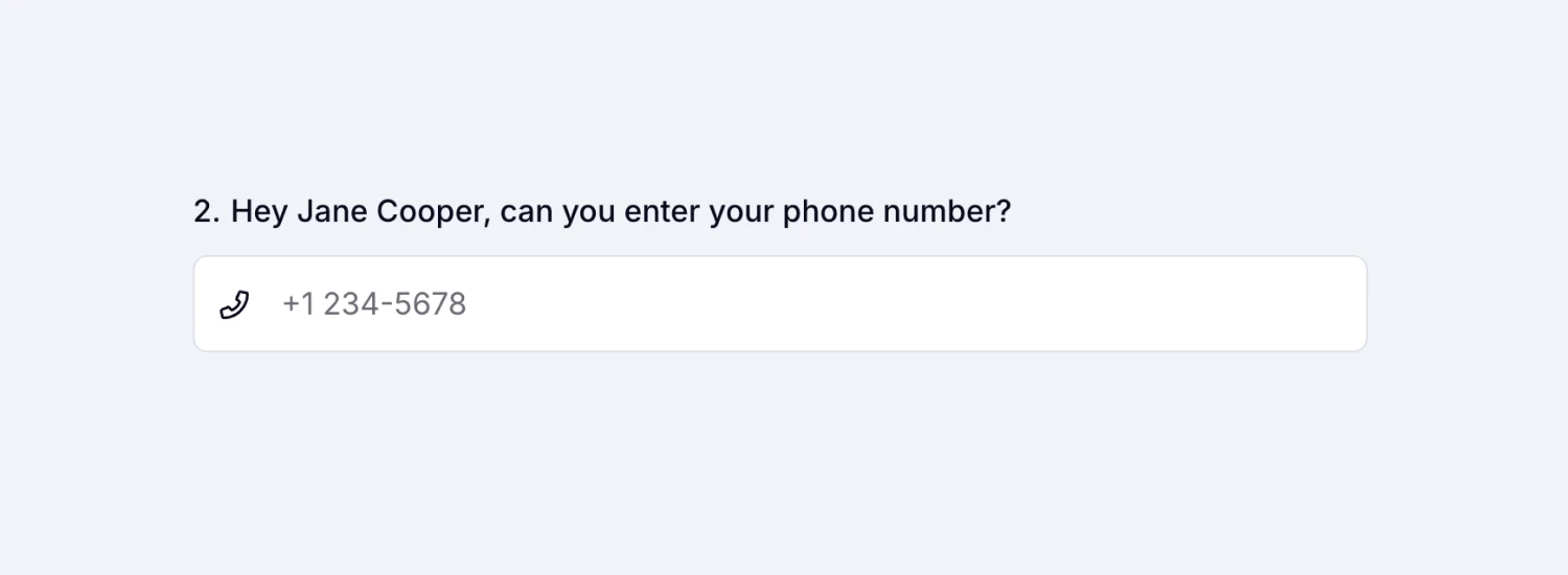 An image showing an example of the “Phone” field in the form