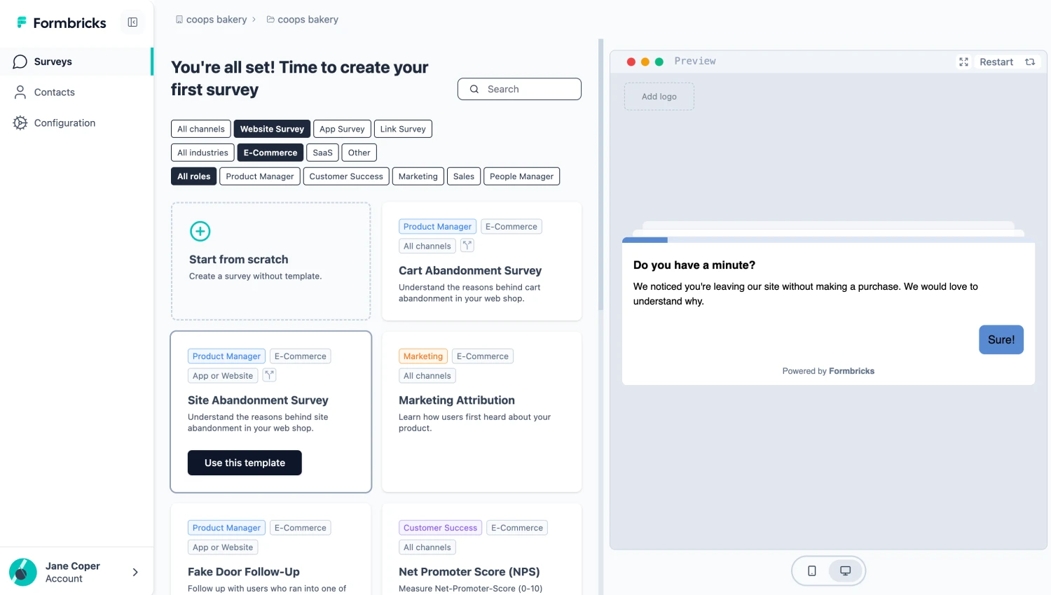 Workspace of Formbricks