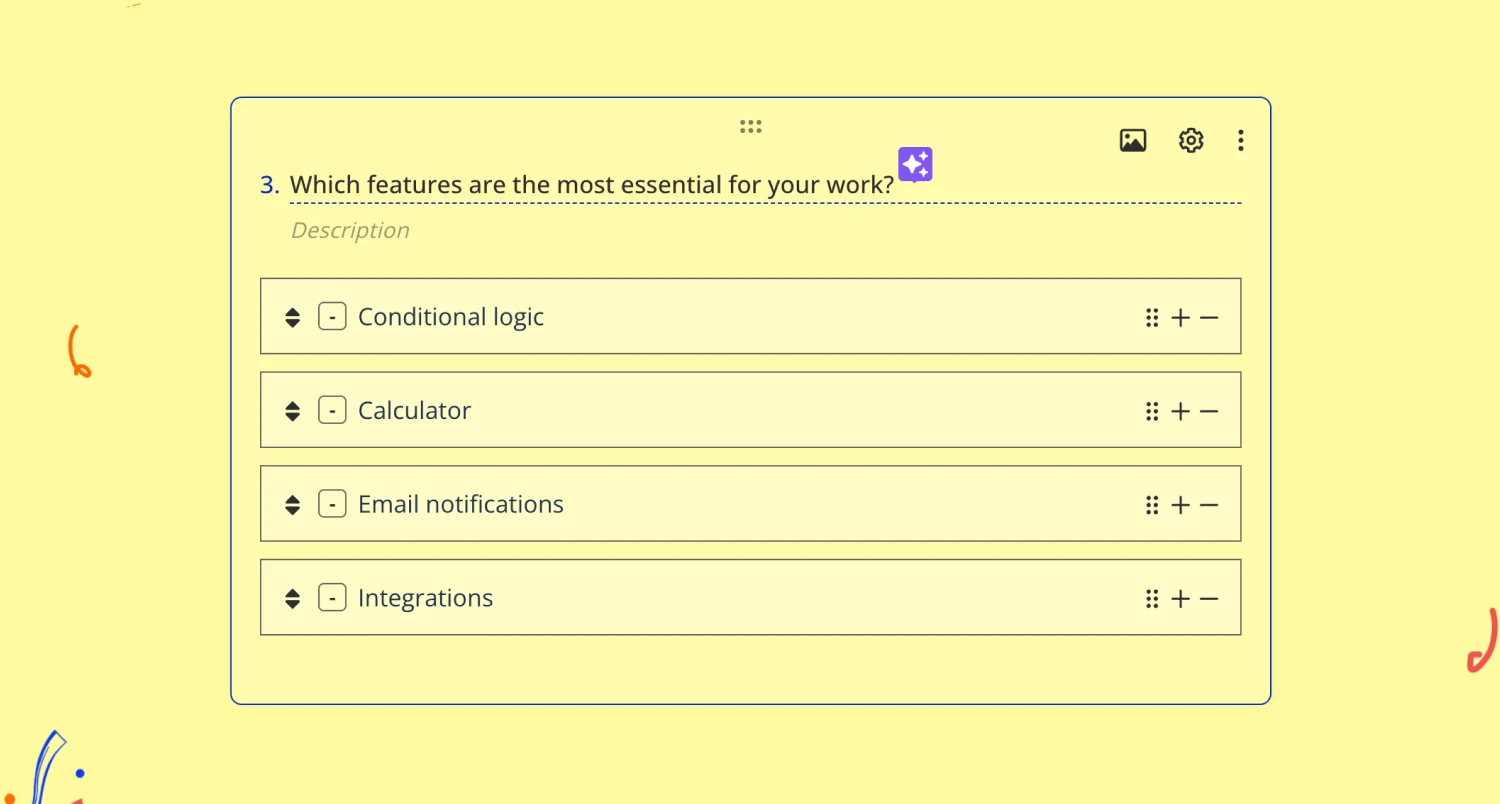 An image showing how you can add the title and options to your “Ranking field”